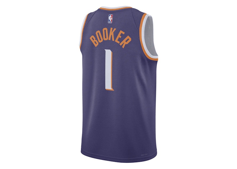 Nike NBA Phoenix Suns Devin Booker Icon Edition Dri-Fit Swingman Jersey Purple/White