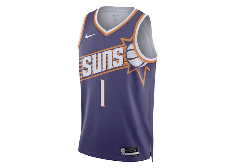 Nike NBA Phoenix Suns Devin Booker Icon Edition Dri-Fit Swingman Jersey Purple/White