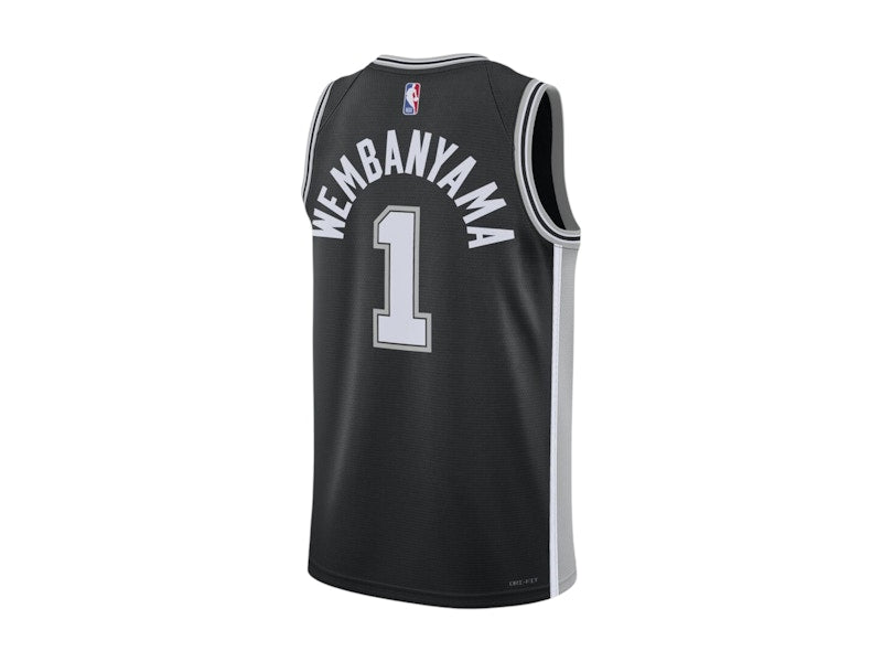 Nike NBA San Antonio Spurs Victor Wembanyama Icon Edition Swingman Dri-FIT Jersey Black/White/Grey