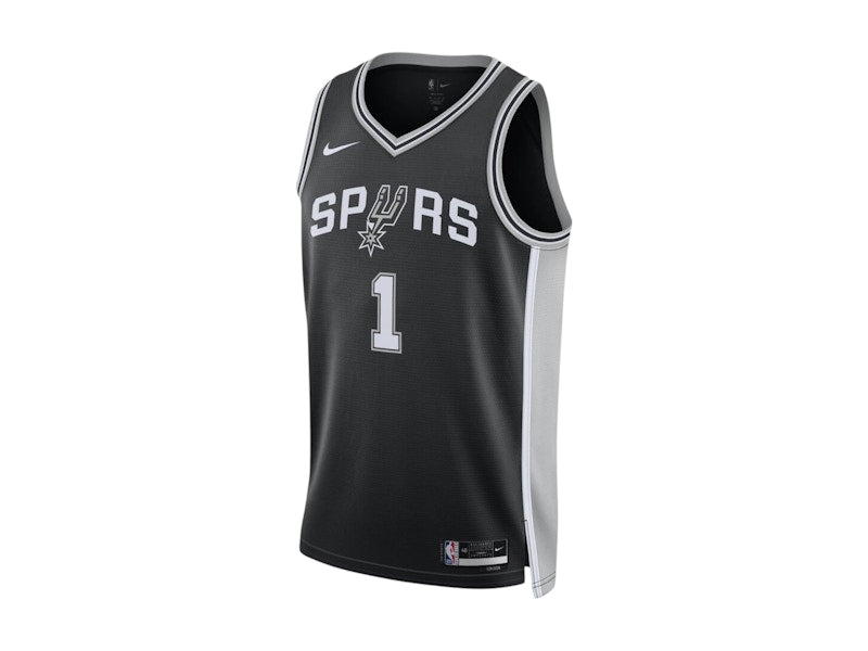Nike NBA San Antonio Spurs Victor Wembanyama Icon Edition Swingman Dri-FIT Jersey Black/White/Grey