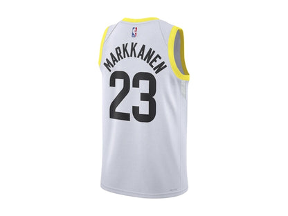 Nike NBA Utah Jazz Lauri Markkanen Association Edition Swingman Dri-Fit Jersey White/Black/Yellow