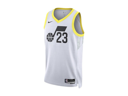 Nike NBA Utah Jazz Lauri Markkanen Association Edition Swingman Dri-Fit Jersey White/Black/Yellow