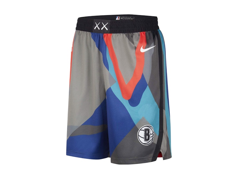Nike NBA x KAWS Brooklyn Nets City Edition Swingman Shorts Grey/Blue/Black