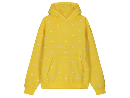 Nike NRG All Over Swoosh Logo Hoodie Chrome Yellow/White
