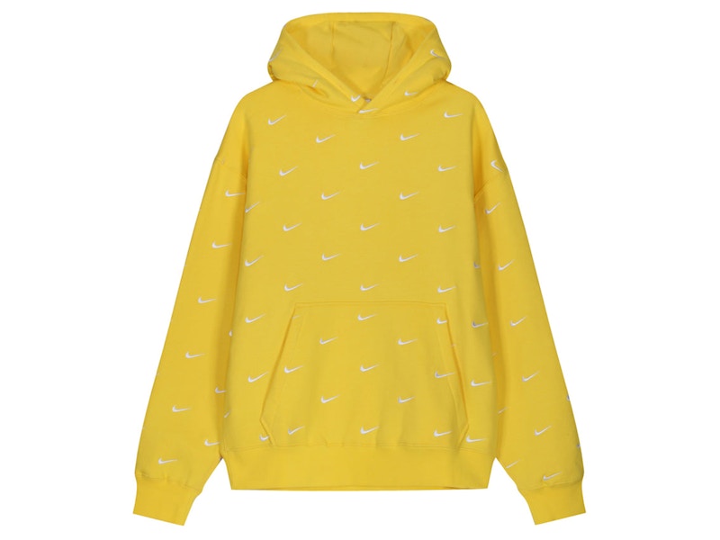 Nike NRG All Over Swoosh Logo Hoodie Chrome Yellow/White