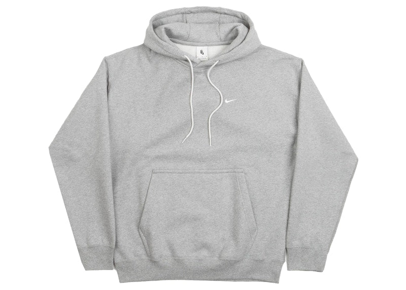 Nike NRG Solo Swoosh Premium Essential Fleece Hoodie Grey Heather/White