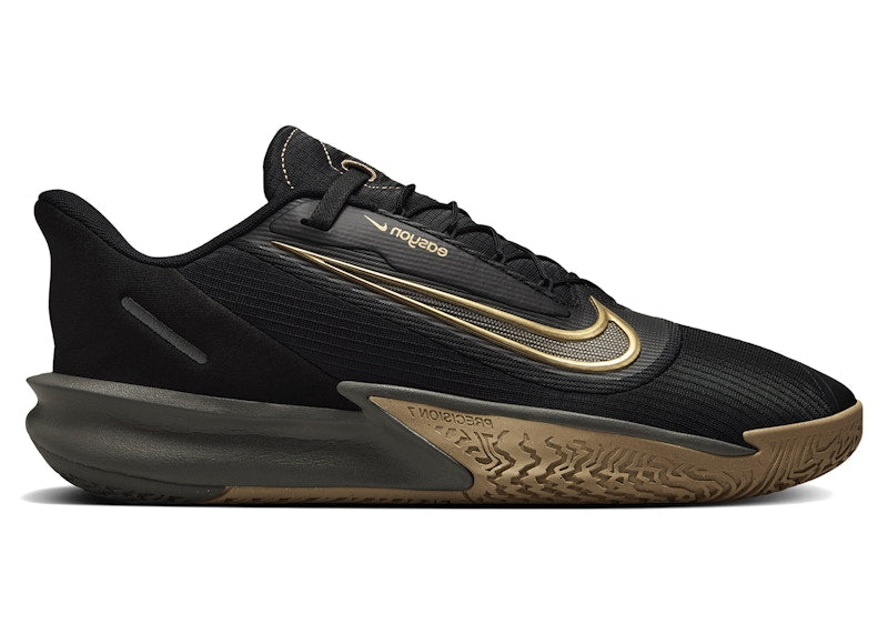 Nike Precision 7 EasyOn Black Parachute Beige Smoke Grey Metallic Gold