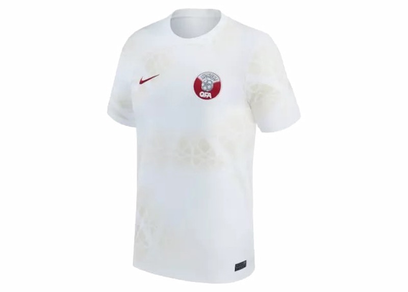 Nike Qatar 2022/23 Stadium Away Dri-FIT Soccer Jersey White/Beach/Desert Maroon