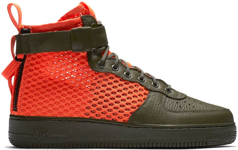 Nike SF Air Force 1 Mid Cargo Khaki Total Crimson