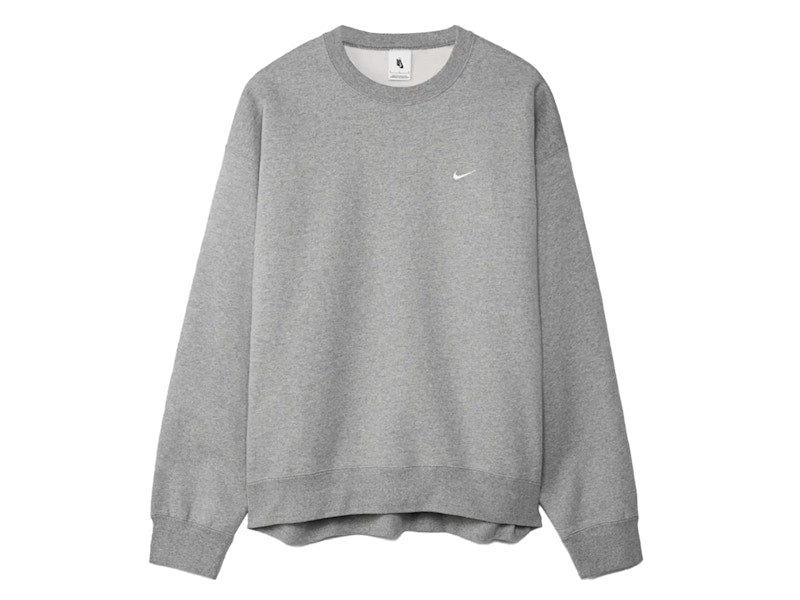 Nike Solo Swoosh Fleece Crewneck Dark Grey Heather/White