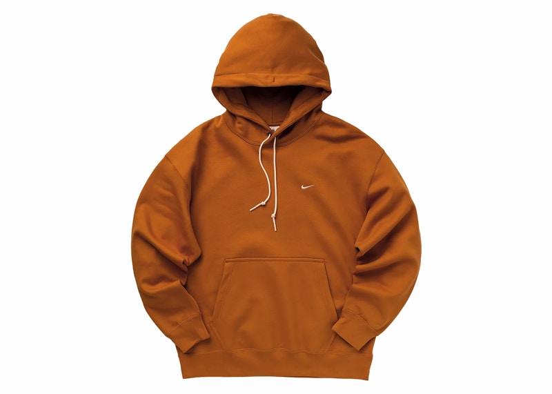 Nike Solo Swoosh Fleece Pullover Hoodie Desert Ocre/White