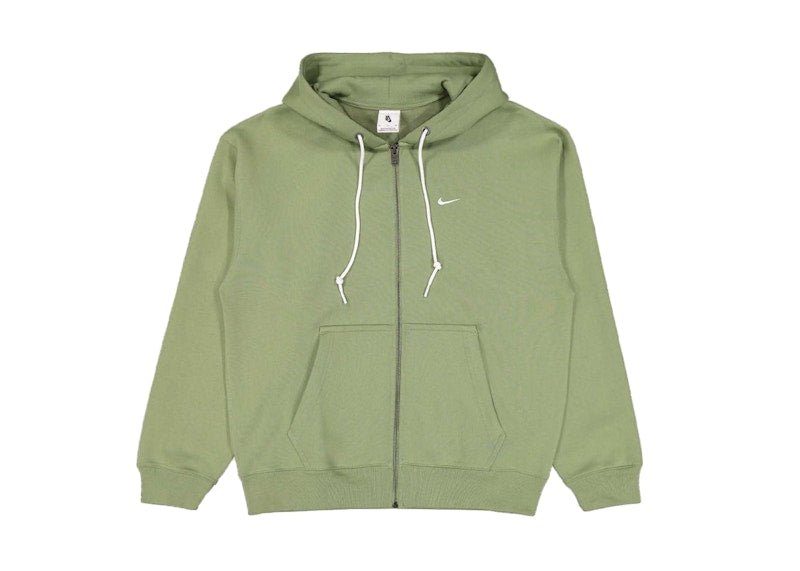 Nike Solo Swoosh Full Zip Hoodie Oil Green/White