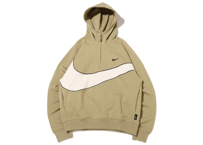 Nike Sportswear Big Swoosh Half Zip Hoodie (Asia Sizing) Nautral Olive/Light Bone