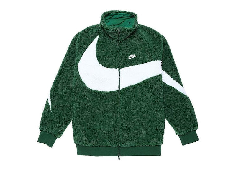 Nike Sportswear Big Swoosh Reversible Boa Jacket (Asia Sizing) Green/Sail
