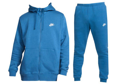 Nike Sportswear Club Fleece Full-Zip Hoodie & Joggers Set Dark Marina Blue/Dark Marina Blue/White