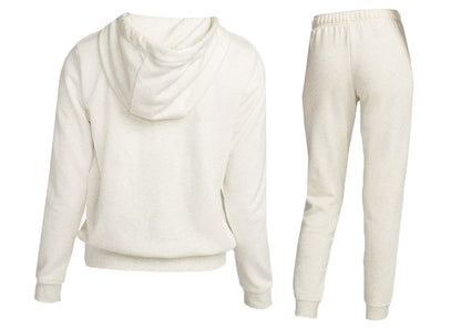 Nike Sportswear Club Fleece Full-Zip Hoodie & Joggers Set Oatmeal Heather/White