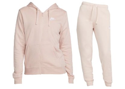 Nike Sportswear Club Fleece Full-Zip Hoodie & Joggers Set Pink Oxford/White