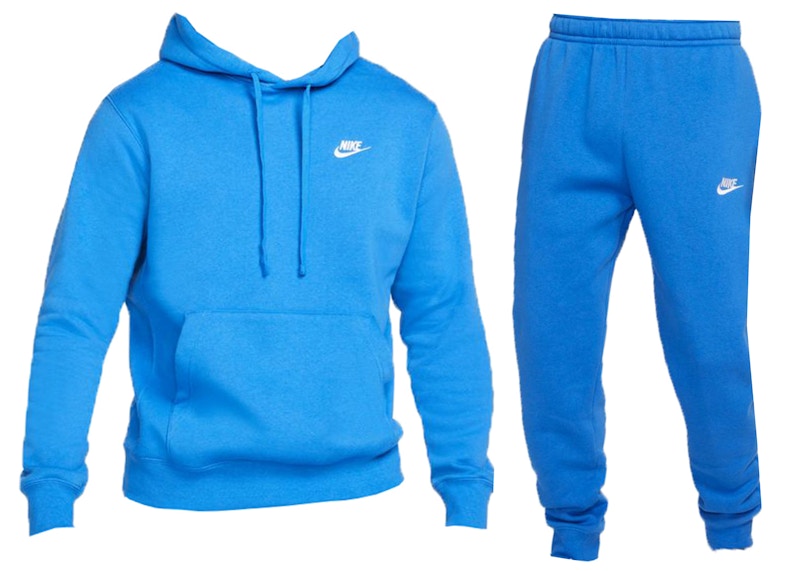 Nike Sportswear Club Fleece Full-Zip Hoodie & Joggers Set Signal Blue/Signal Blue/White