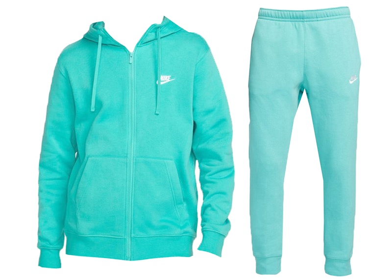 Nike Sportswear Club Fleece Full-Zip Hoodie & Joggers Set Washed Teal/Washed Teal/White