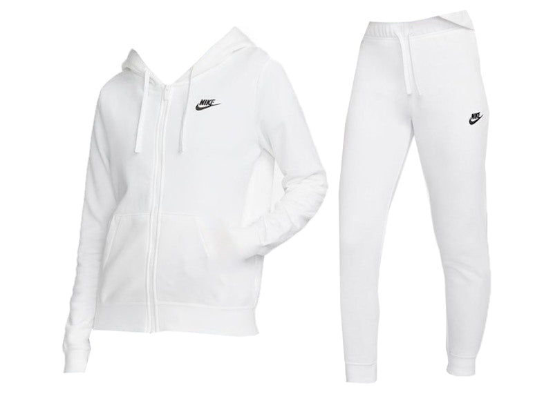 Nike Sportswear Club Fleece Full-Zip Hoodie & Joggers Set White/Black