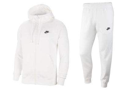 Nike Sportswear Club Fleece Full-Zip Hoodie & Joggers Set White/White/Black