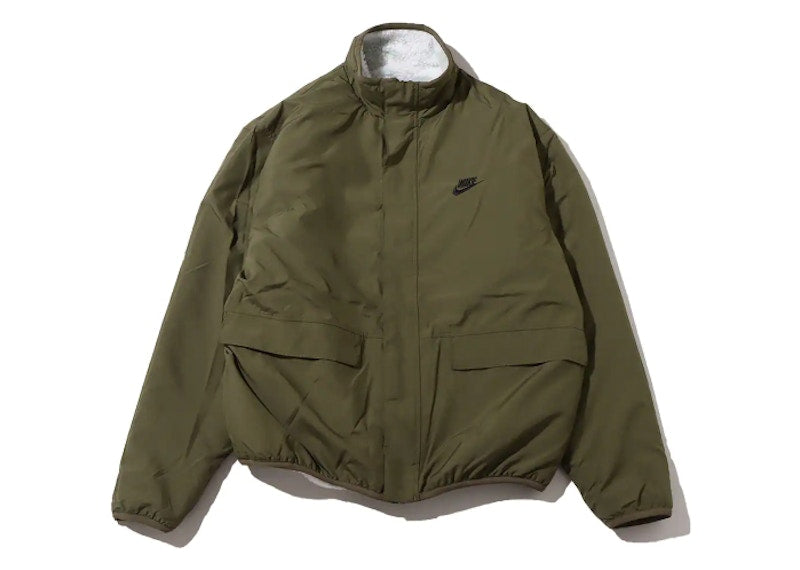 Nike Sportswear Club Fleece Plus Reversible Winterized Top Jacket Medium Olive/Black