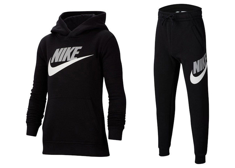 Nike Sportswear Big Kids Club Fleece Pullover Hoodie & Pants Set Black/Light Smoke Grey