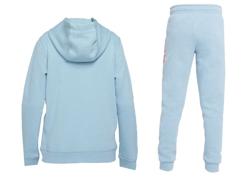Nike Sportswear Club Fleece Pullover Hoodie & Pants Set Worn Blue/Rush Orange