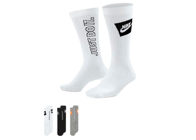 Nike Sportswear Everyday Essential Crew Socks (3 Pairs) White/Black/Grey