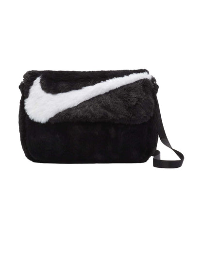 Nike Sportswear Futura 365 Faux Fur Crossbody Bag (1L) Black/Black/White