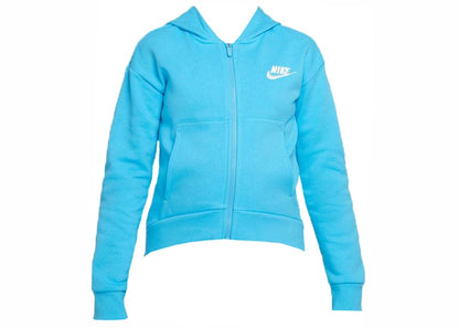 Nike Sportswear Kids Club Fleece Full-Zip Hoodie Baltic Blue/White