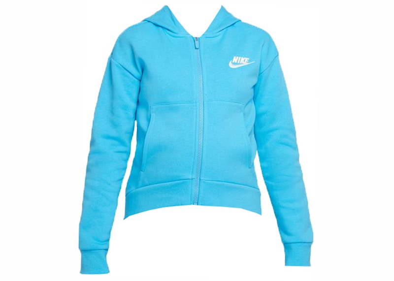 Nike Sportswear Kids Club Fleece Full-Zip Hoodie Baltic Blue/White