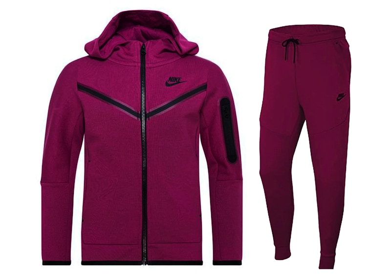 Nike Sportswear Kids' Tech Fleece Full-Zip Hoodie & Joggers Set Rosewood/Black
