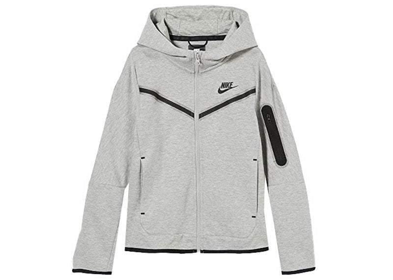 Nike Sportswear Kids' Tech Fleece Full-Zip Hoodie (Plus Size) Dark Heather Grey/Black