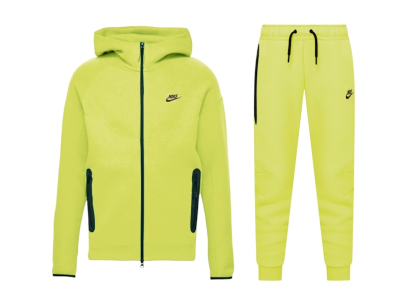 Nike Sportswear Kids Tech Fleece Windrunner Full Zip Hoodie & Pant Set Bright Cactus/Black