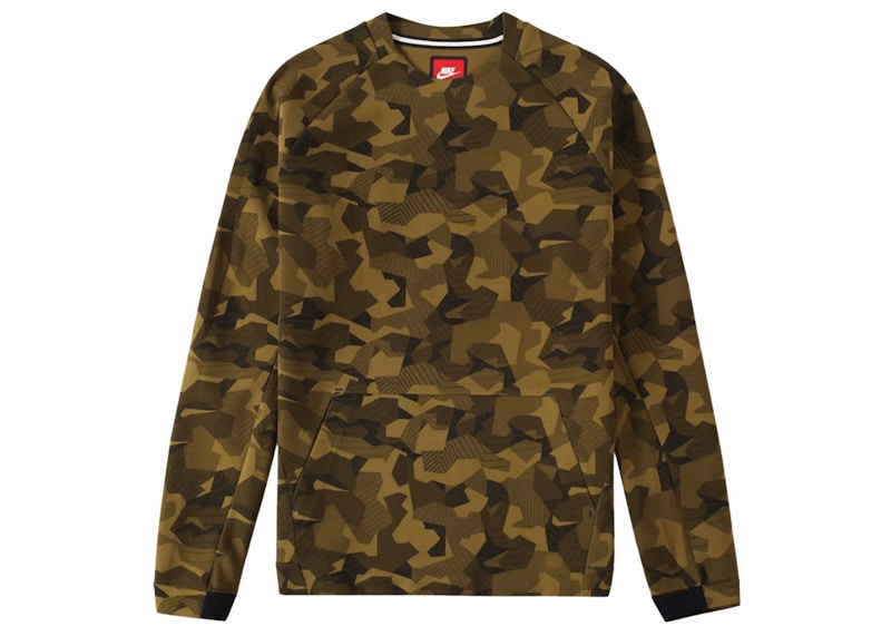 Nike Sportswear Tech Fleece Crewneck Olive Camo/Black