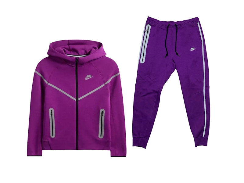 Nike Sportswear Tech Fleece Full Zip Hoodie And Joggers Set Bold Berry