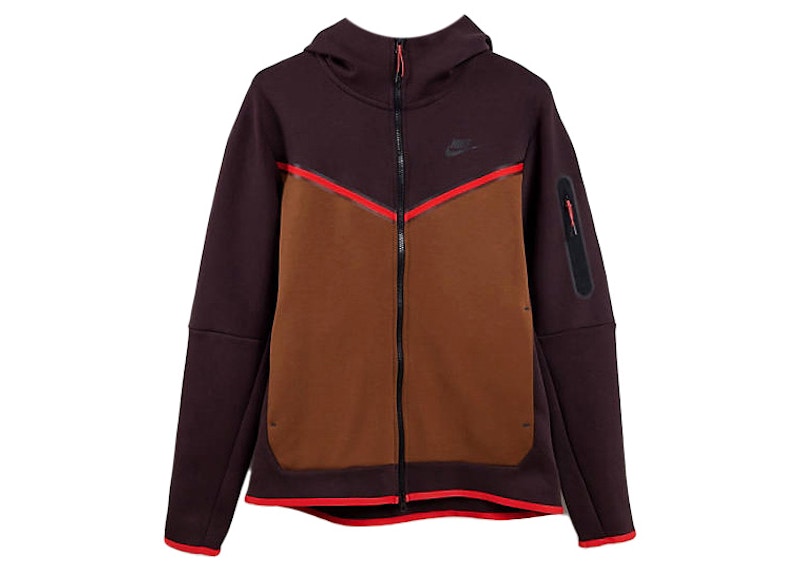Nike Sportswear Tech Fleece Full-Zip Hoodie Brown Basalt/Pecan/Chile Red/Black