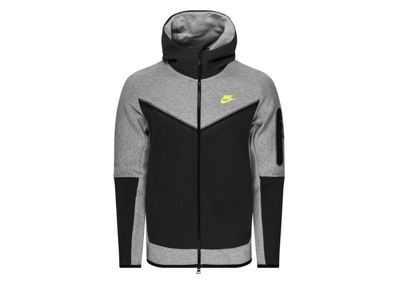 Nike Sportswear Tech Fleece Full-Zip Hoodie Dark Grey Heather/Anthracite/Volt