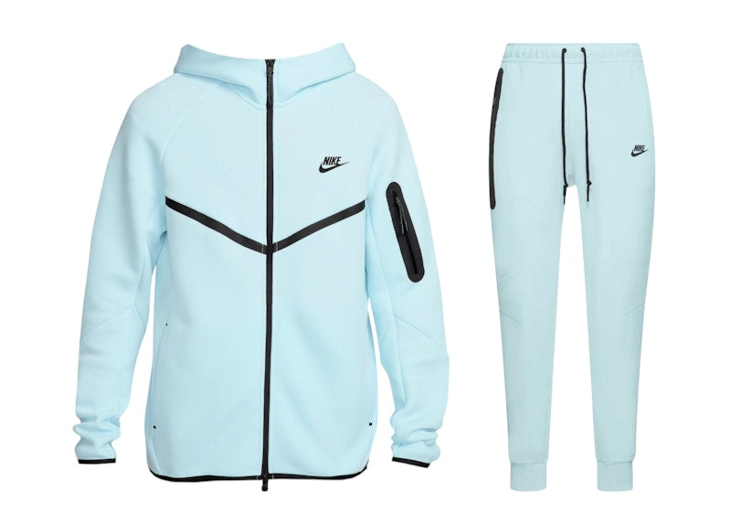 Nike Sportswear Tech Fleece Full Zip Hoodie & Jogger Set Glacier Blue