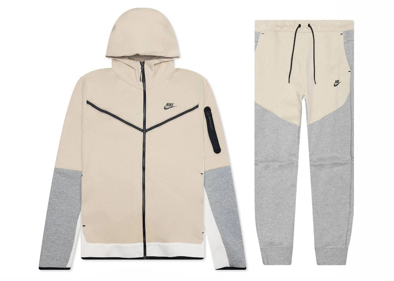 Nike Sportswear Tech Fleece Full Zip Hoodie & Joggers Set Dark Heather Grey/Rattan/Black