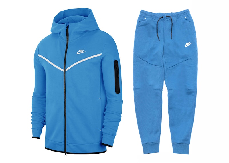 Nike Sportswear Tech Fleece Full Zip Hoodie & Joggers Set Photo Blue/White