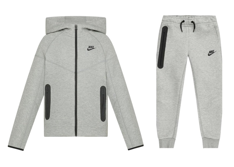 Nike Sportswear Tech Fleece Kids Full Zip Hoodie & Joggers Set Grey/Black
