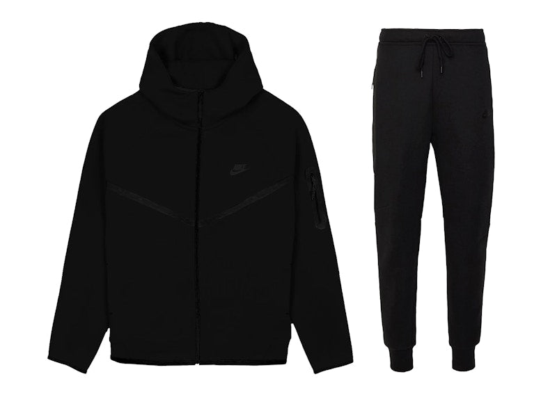 Nike Sportswear Tech Fleece Windrunner Full Zip Hoodie & Pant Set (FW24) Black/Black