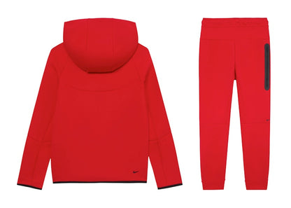 Nike Sportswear Kids Tech Fleece Full Zip Hoodie and Joggers Set Red/Black