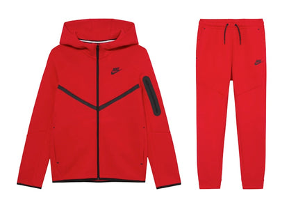 Nike Sportswear Kids Tech Fleece Full Zip Hoodie and Joggers Set Red/Black