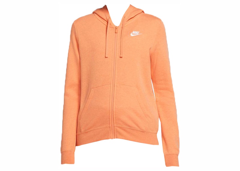 Nike Sportswear Women's Club Fleece Full-Zip Hoodie Orange Trance/Htr/White