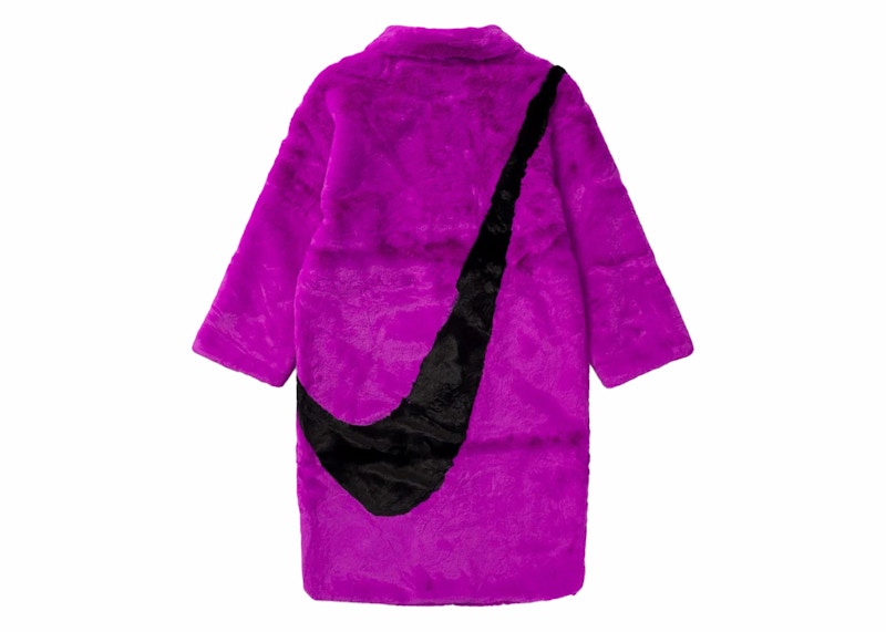 Nike Sportswear Women's Plush Faux Fur Swoosh Long Jacket Purple Velvet