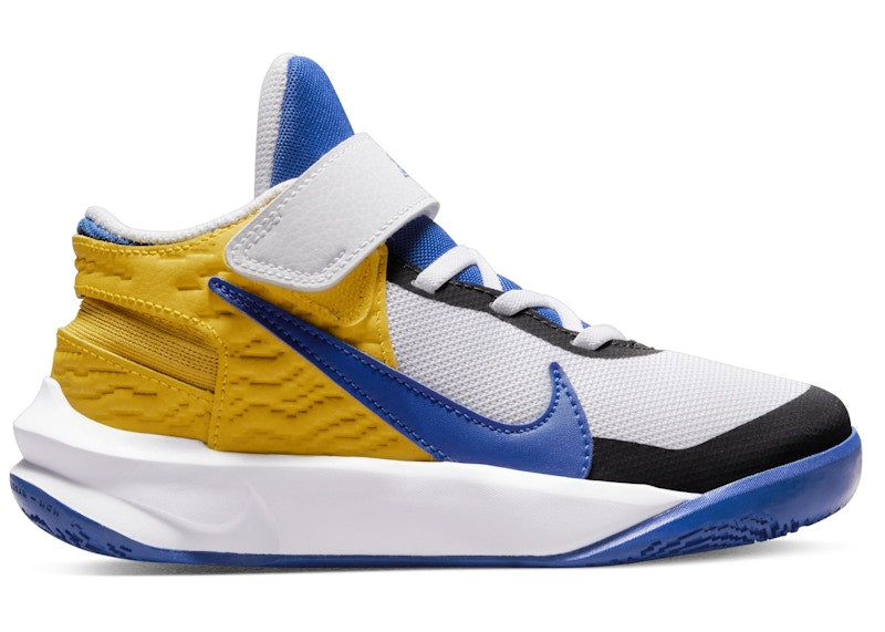 Nike Team Hustle D 10 FlyEase White Yellow Ochre Game Royal (PS)