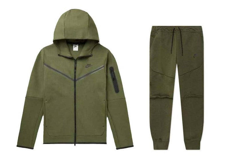 Nike Sportswear Tech Fleece Full Zip Hoodie & Joggers Set Rough Green/Black